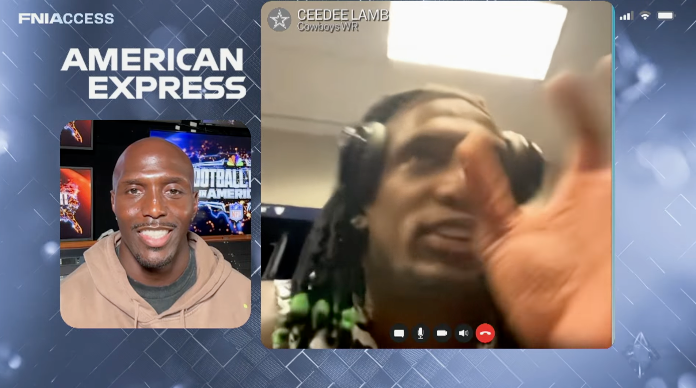 Devin McCourty interviews CeeDee Lamb remotely on NBC’s FNIAccess after the Cowboys’ win over Houston.