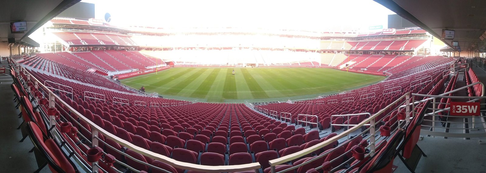 A panorama of the empty field and stands at Levi’s Stadium in November 2019.