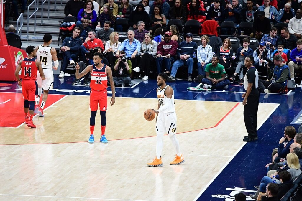 Malik Beasley playing for the Denver Nuggets against Washington in January 2020.