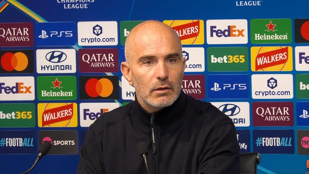 Enzo Maresca at his postmatch press conference after Manchester City’s 4–2 defeat by PSG on October 14, 2026.