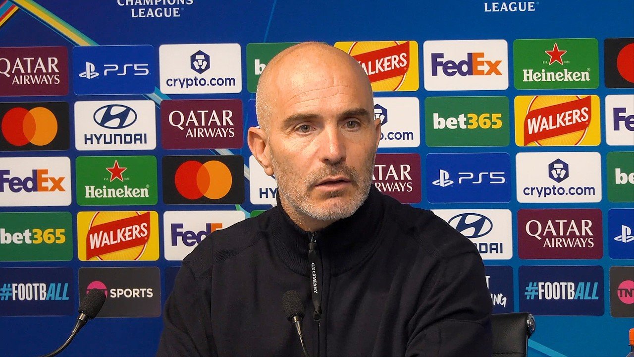 Enzo Maresca at his postmatch press conference after Manchester City’s 4–2 defeat by PSG on October 14, 2026.