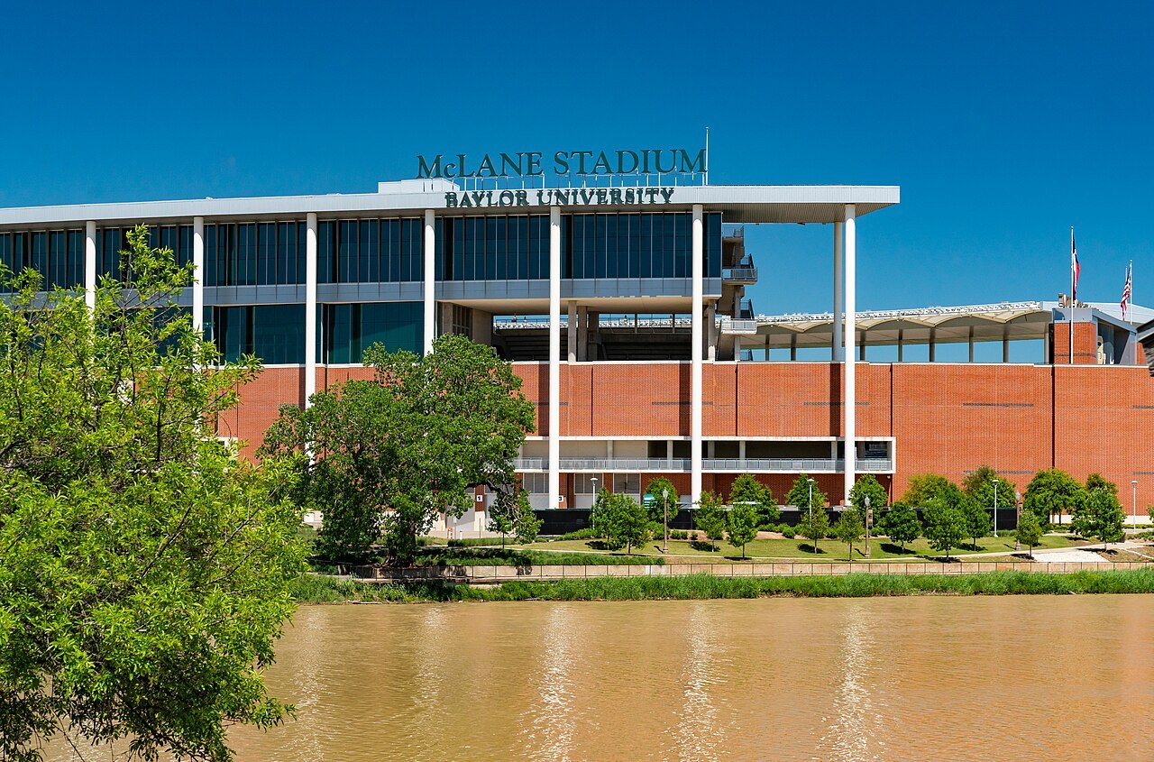 McLane Stadium at Baylor University beside the Brazos River in a 2019 file photograph.