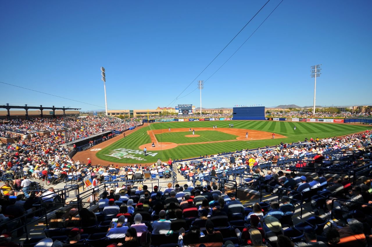 Baseball field and spectators at Peoria Sports Complex.