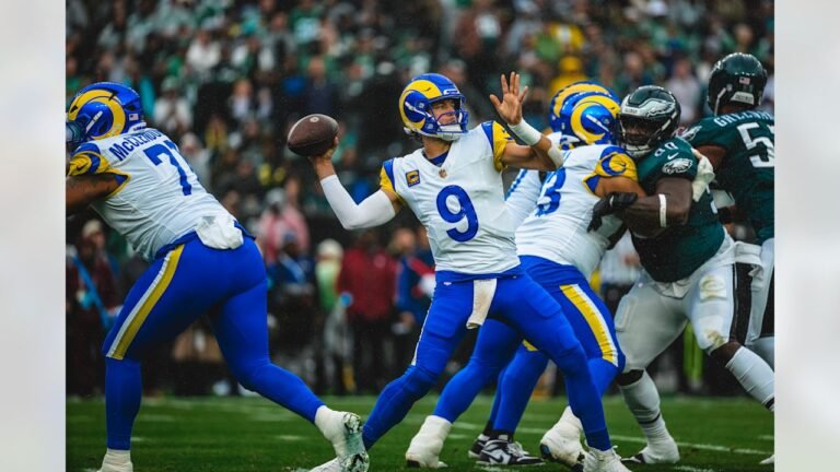 Matthew Stafford throws against Philadelphia at Lincoln Financial Field on October 4, 2026.