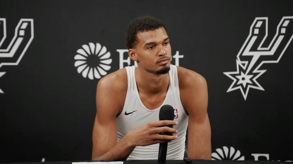 Victor Wembanyama at the Spurs postgame press conference on October 20, 2026.