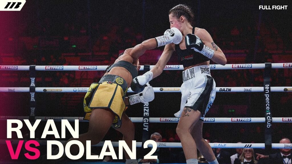 Shannon Ryan, left, and Emma Dolan in Matchroom’s official video thumbnail for their October 24, 2026 rematch.