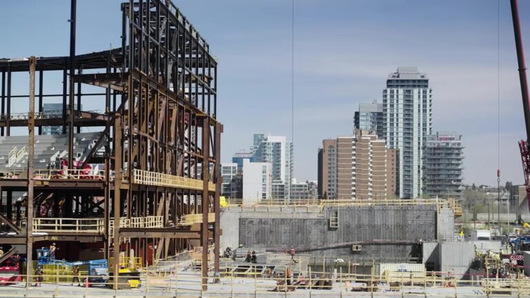 Steel framework at the Scotia Place construction site, shown in Forbes’ August 13, 2026 interview.