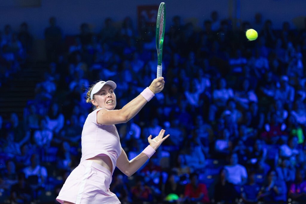 Talia Gibson reaches for a shot during a match on September 24, 2026.