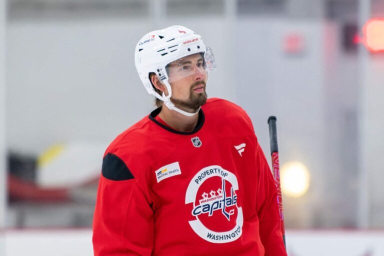 Justin Holl at Washington Capitals practice.