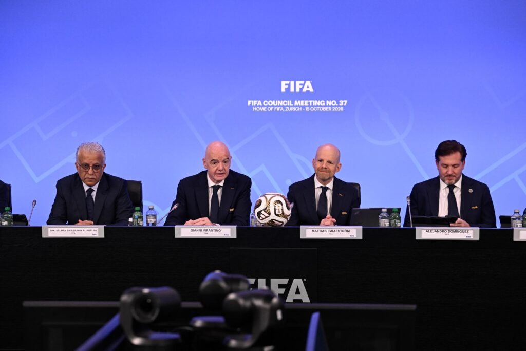 Gianni Infantino addresses the FIFA Council in Zurich on October 15, 2026.