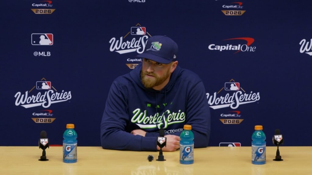 Drew Rasmussen at his World Series press conference.