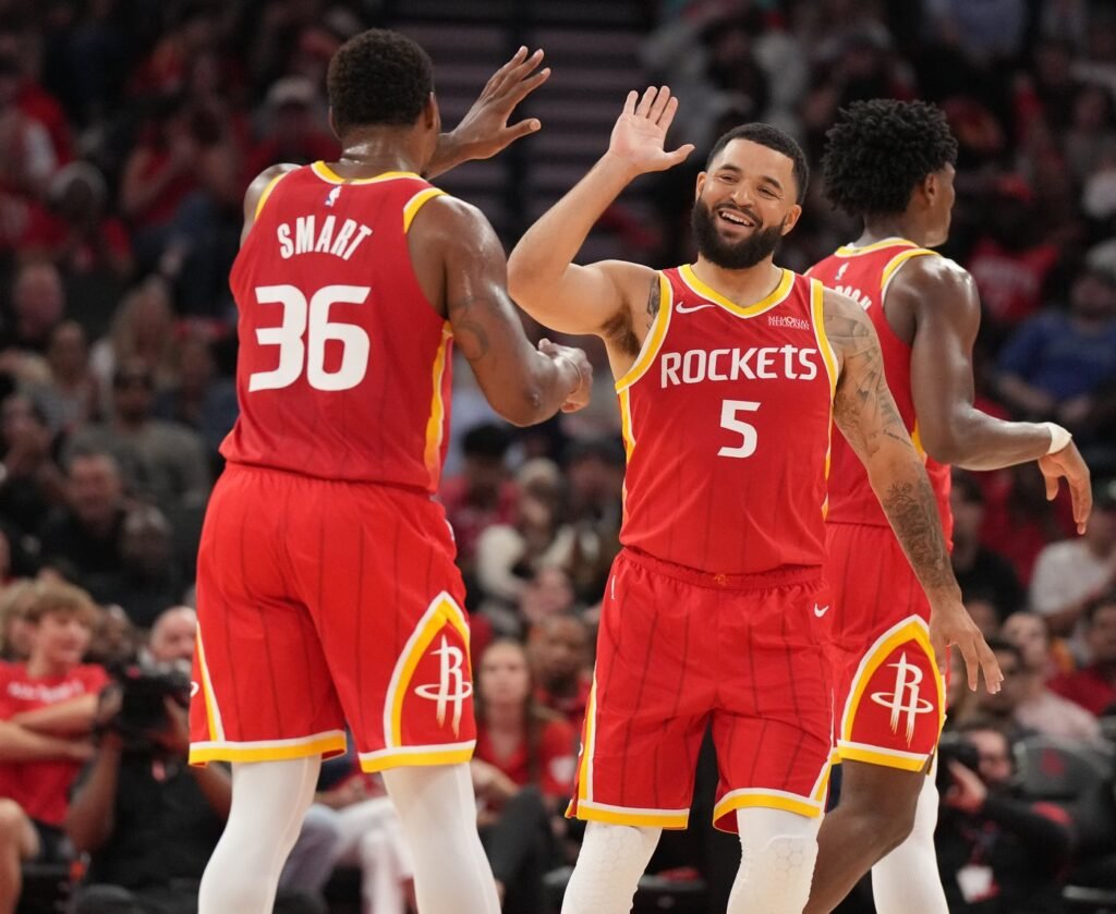 Fred VanVleet and Marcus Smart during Dallas–Houston.