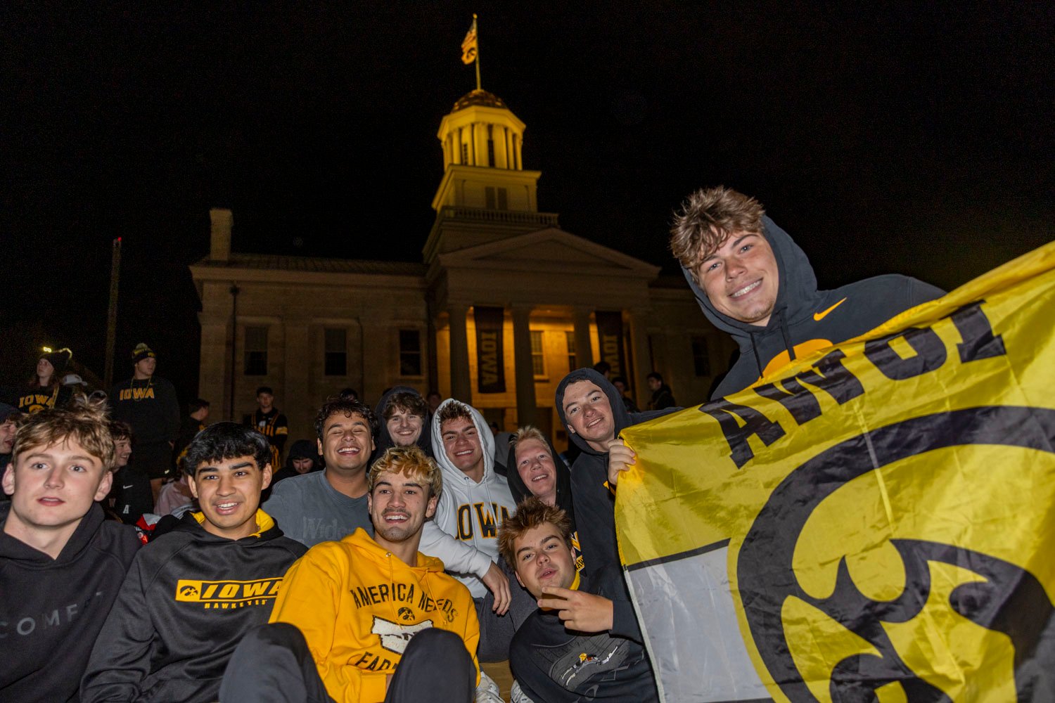 Iowa students gather at the Pentacrest before College GameDay.