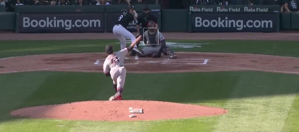 Daniel Espino pitches to Kyle Teel in ALDS Game 3 at Rate Field on October 7, 2026.