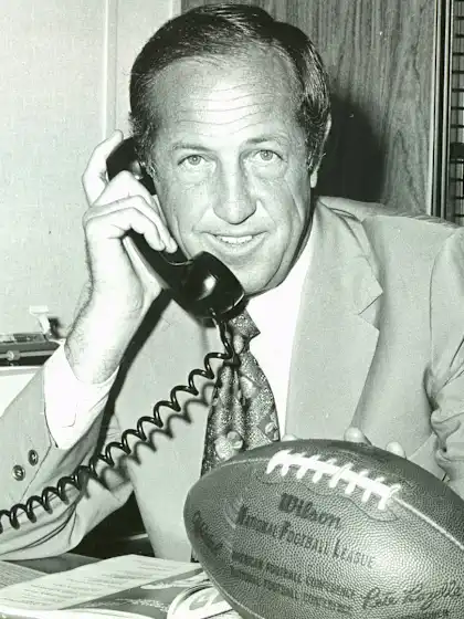 Pete Rozelle in an undated archival photograph used by the Pro Football Hall of Fame.
