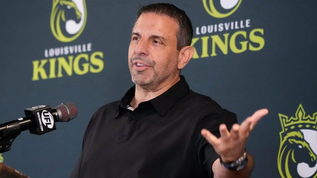 Mike Repole speaks at a United Football League event.