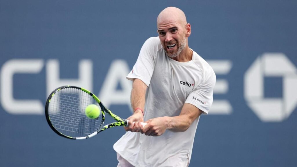 Mannarino plays a backhand.