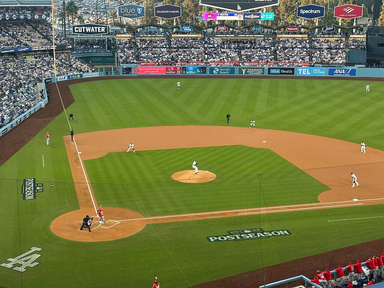 Dodger Stadium as Blake Snell pitches in a 2025 postseason game