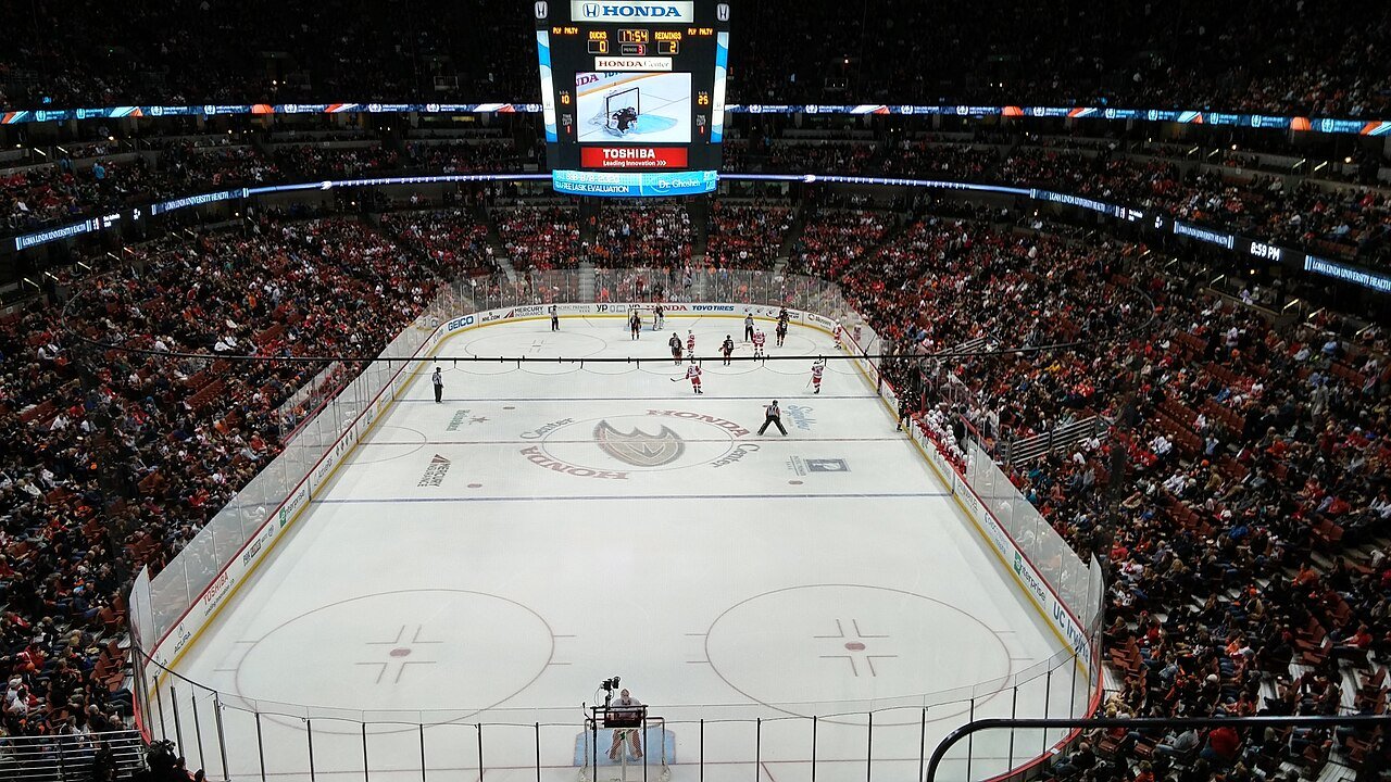 The ice and stands at Anaheim’s Honda Center