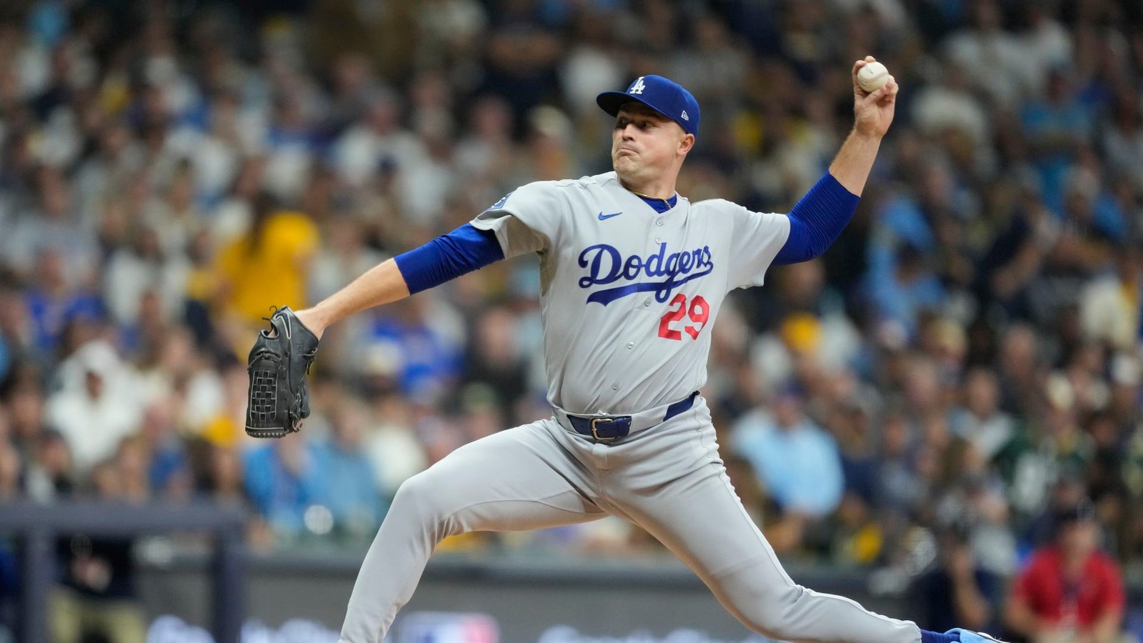 Tarik Skubal during Dodgers–Brewers NLCS Game 1 at American Family Field on October 11, 2026.