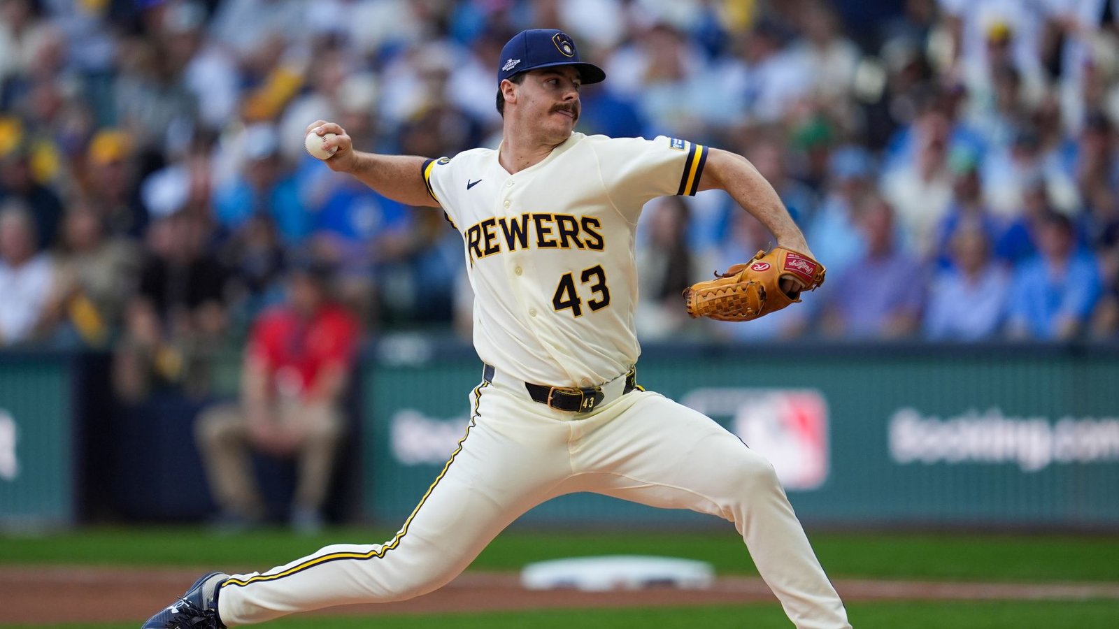 Logan Henderson during Dodgers–Brewers NLCS Game 2 at American Family Field on October 12, 2026.