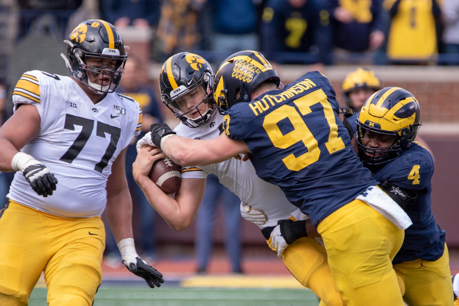 Alaric Jackson during his Iowa career in October 2019. File photograph.