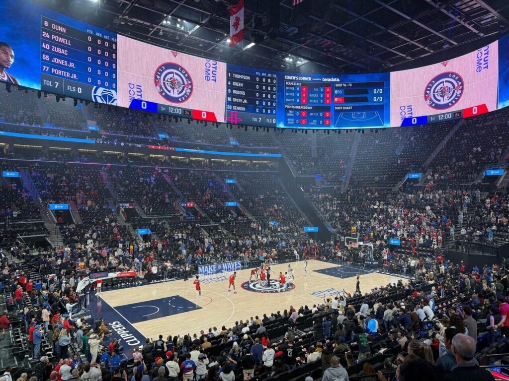A basketball game at the Clippers’ Intuit Dome in December 2024.