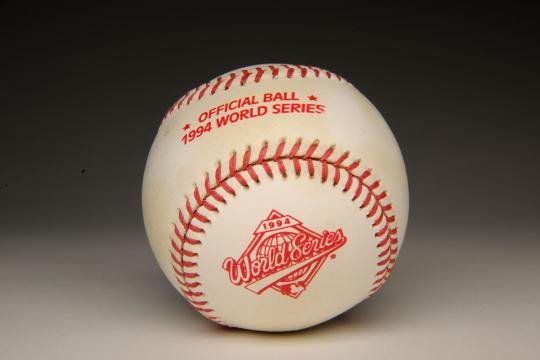 An unused baseball printed with the 1994 World Series logo.