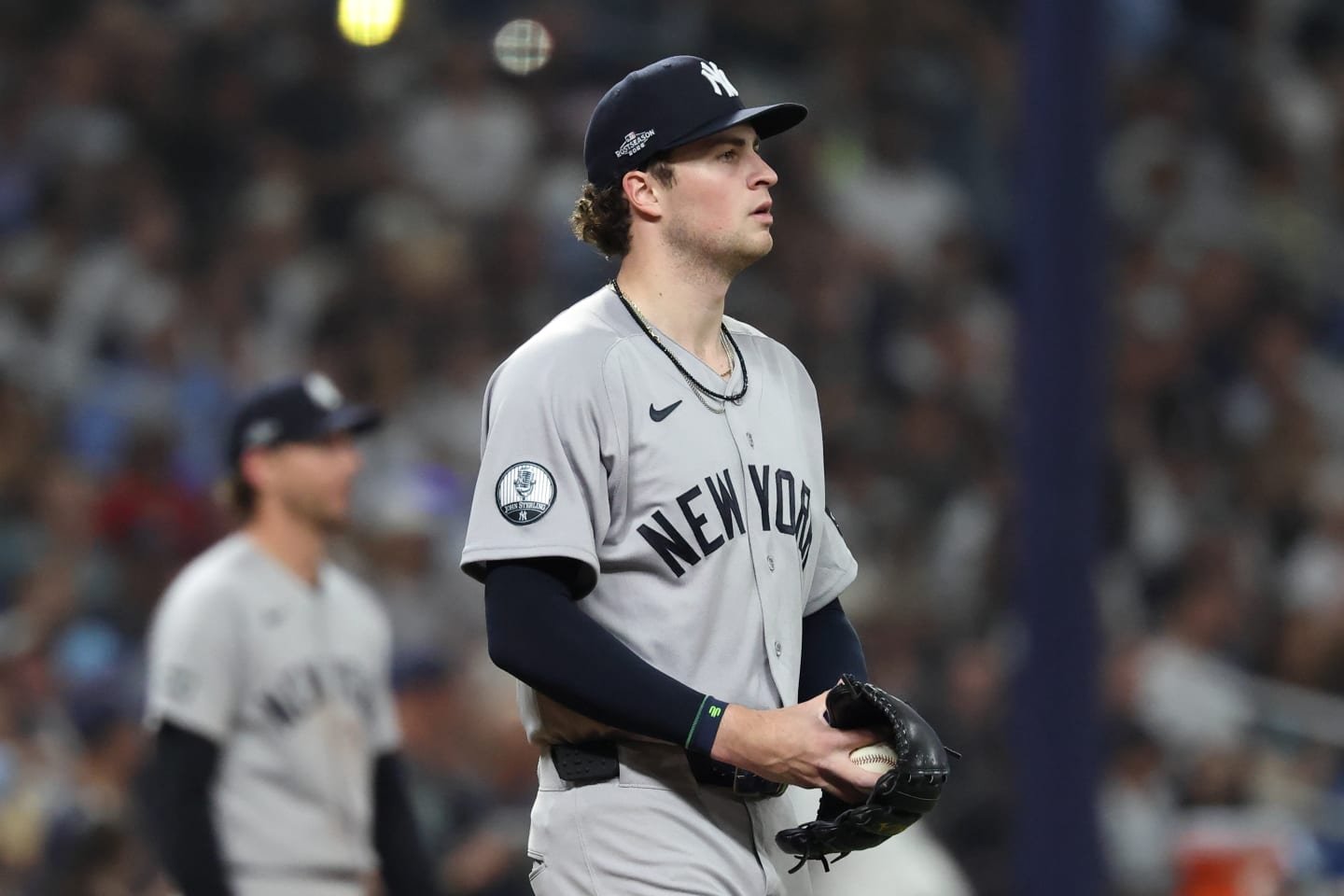 Cam Schlittler during Yankees-Rays ALDS Game 2 at Tropicana Field on October 5, 2026.