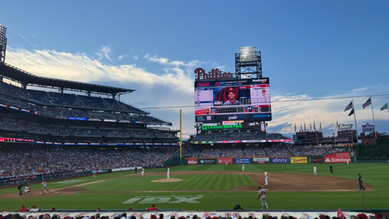 The Phillies and Nationals play at Citizens Bank Park in Philadelphia in August 2026, with the field and stands visible.