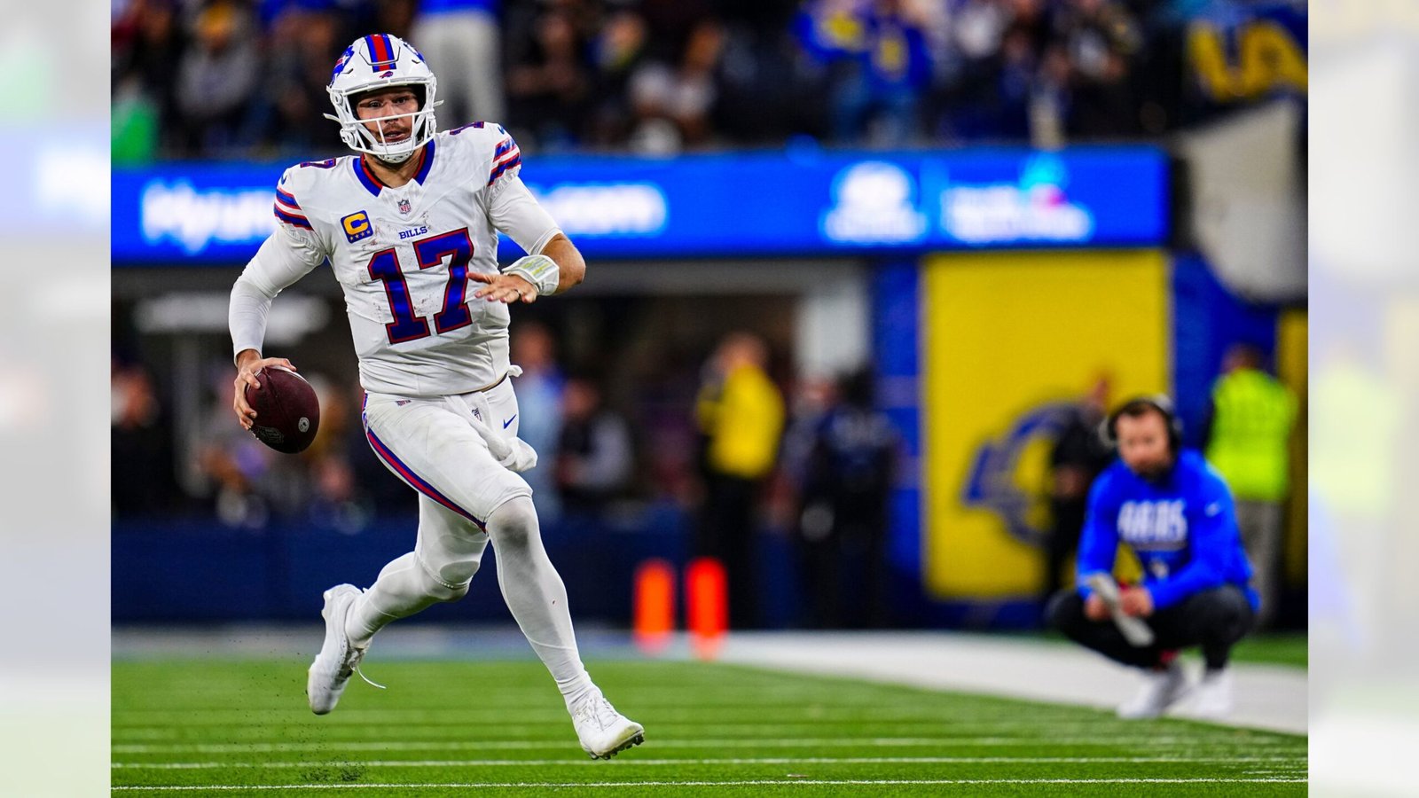 Josh Allen during the Bills–Rams game at SoFi Stadium on October 12, 2026