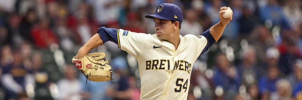 Milwaukee Brewers left-hander Robert Gasser delivering a pitch