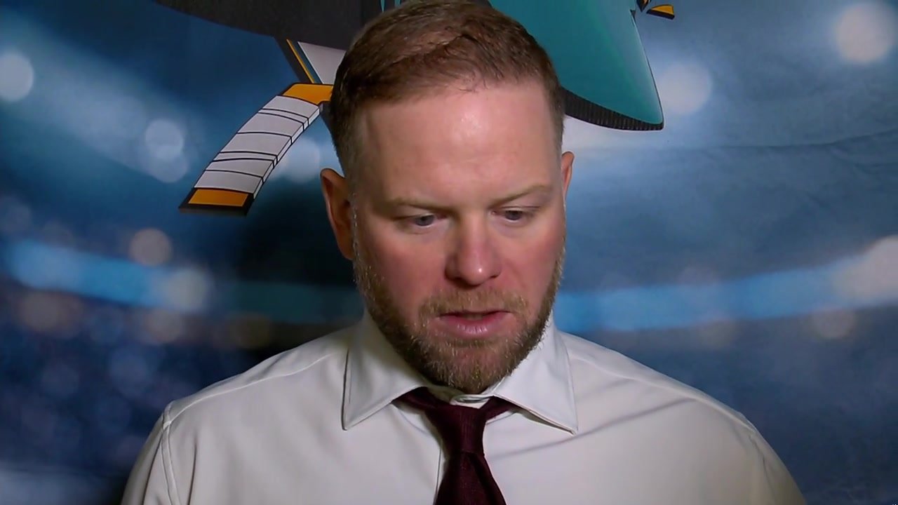 Ryan Warsofsky speaks in the Sharks’ October 5 postgame interview after the loss in Dallas.