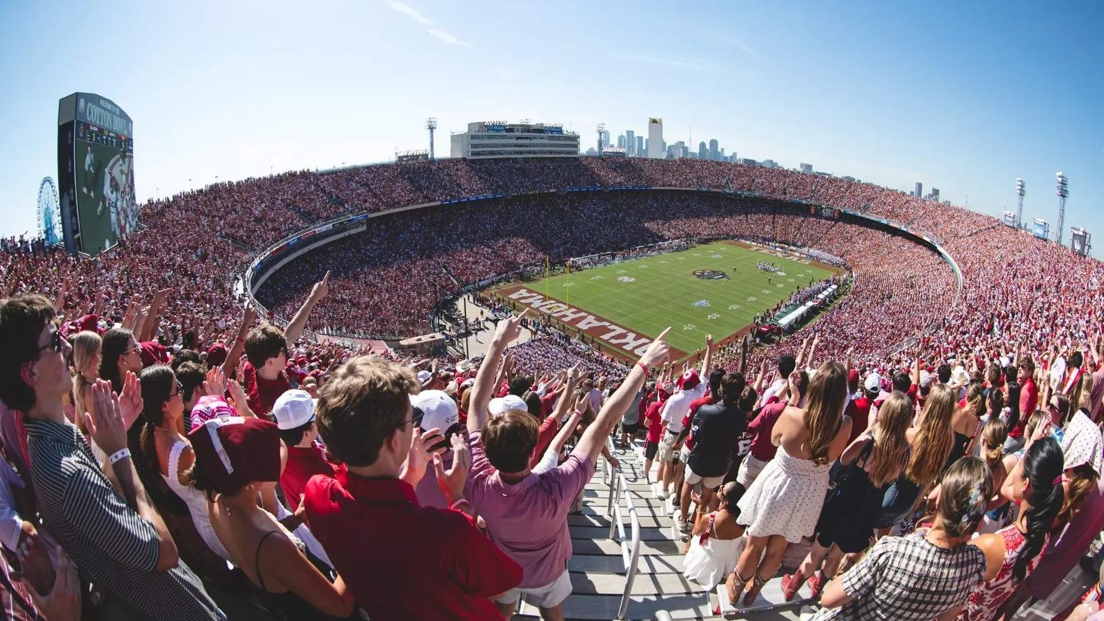 A packed Cotton Bowl during the Texas–Oklahoma rivalry game in 2025