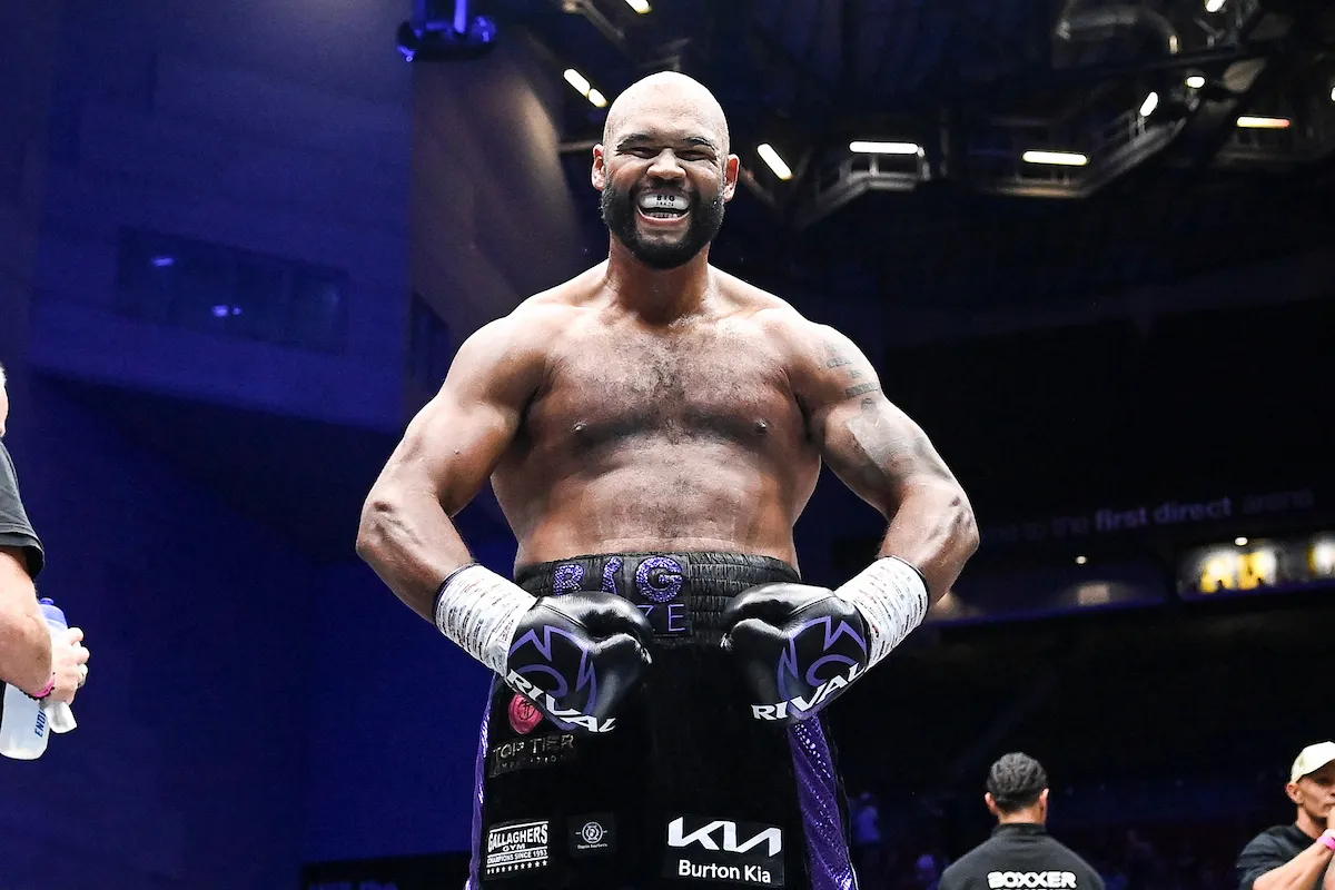 Frazer Clarke celebrates his August 8, 2026 victory over Lamah Griggs.