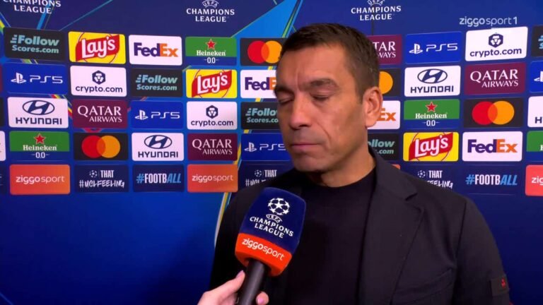Giovanni van Bronckhorst speaks to Ziggo Sport after Feyenoord’s 3–2 win over Como on October 14, 2026.